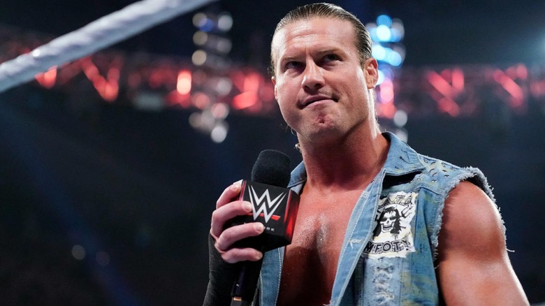 Dolph Ziggler prepares to speak inside a WWE ring