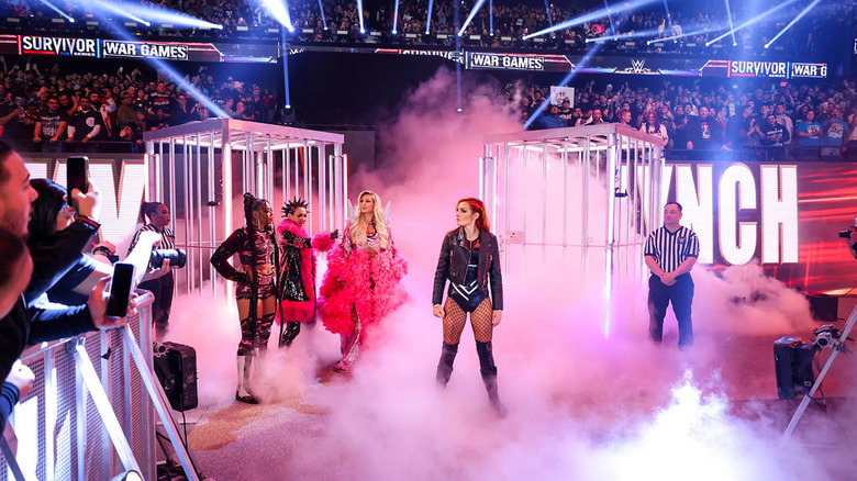 Becky Lynch making her entrance at WWE Survivor Series: WarGames 2023