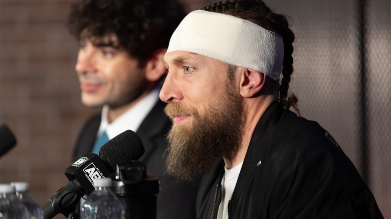 Bryan Danielson attends post-All Out media scrum