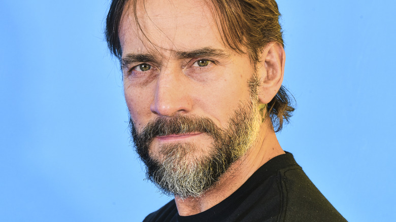CM Punk looking intensely into camera