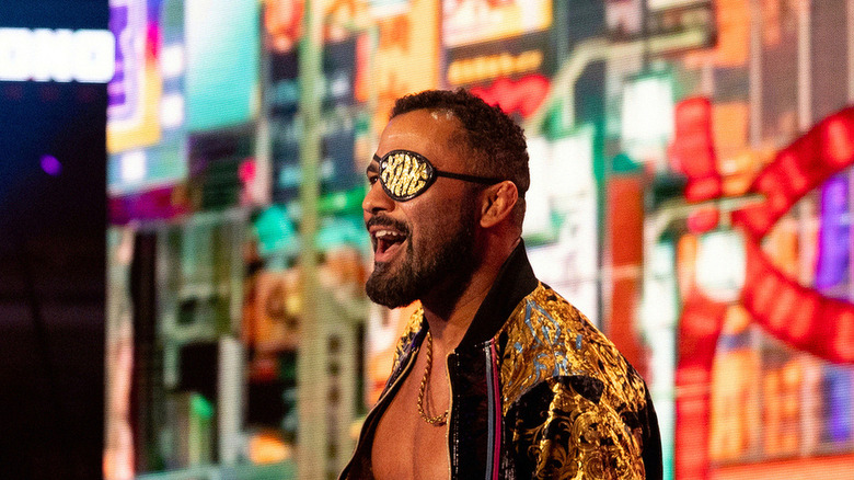 Rocky Romero wearing an eye patch