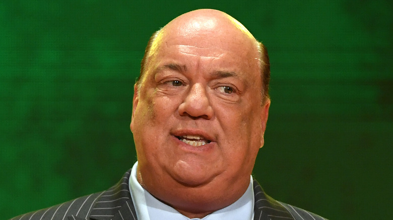 Paul Heyman speaking at a press conference