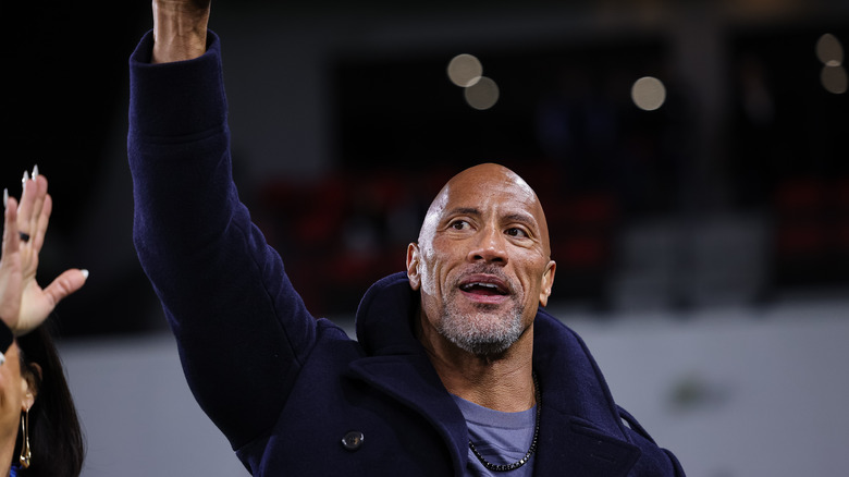 The Rock raising his fist