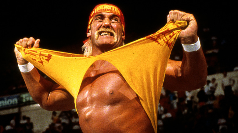 Hulk Hogan tears his shirt