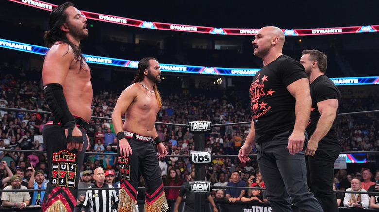 The Young Bucks and FTR share a staredown