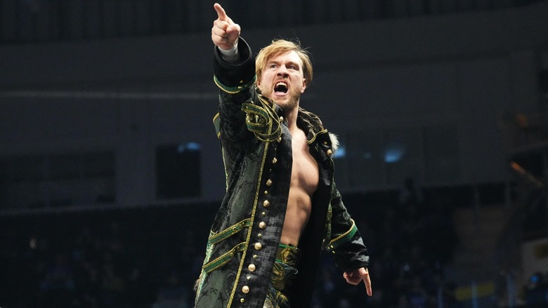 Will Ospreay in ring pointing towards the crowd ahead of a match on "AEW Dynamite."