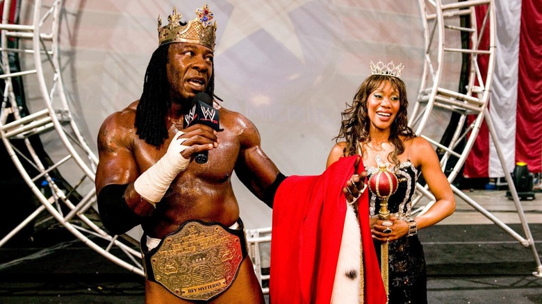 King Booker speaks as Queen Sharmell looks on