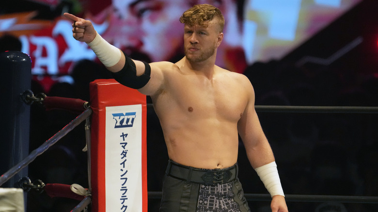 Will Ospreay pointing in the ring