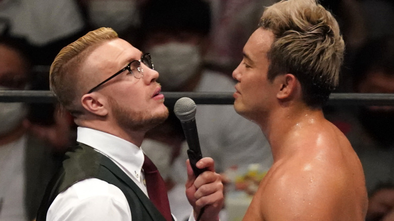 Will Ospreay staring at Kazuchika Okada