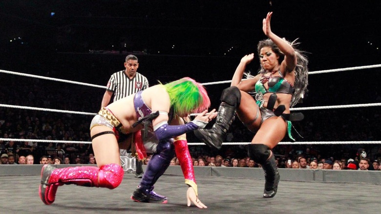 Asuka and Ember Moon at WWE NXT TakeOver: Brooklyn III