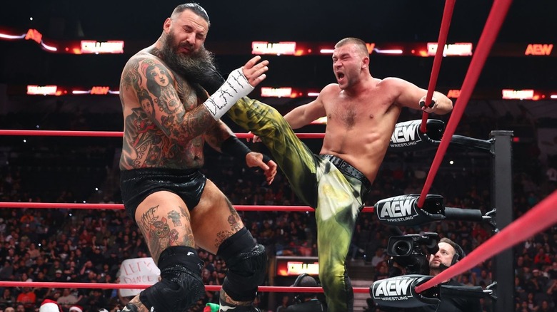 Brody King counters Brody King with a kick on "AEW Collision"