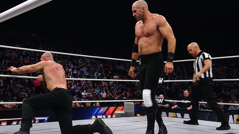 Claudio Castagnoli stalks Jon Moxley in the ring