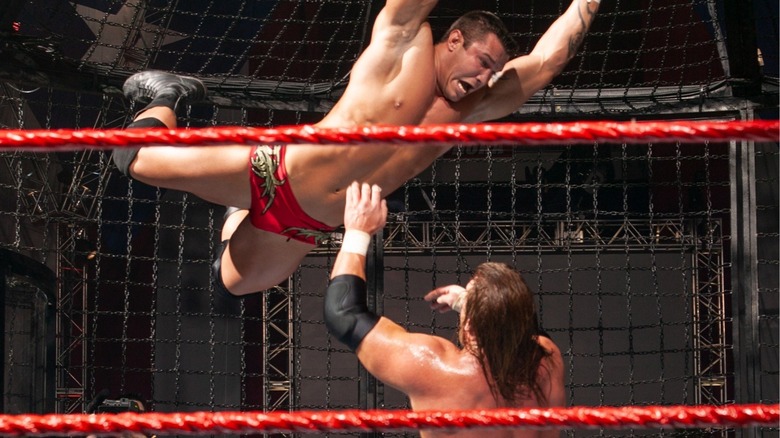 Randy Orton and Triple H at WWE New Year's Revolution 2005