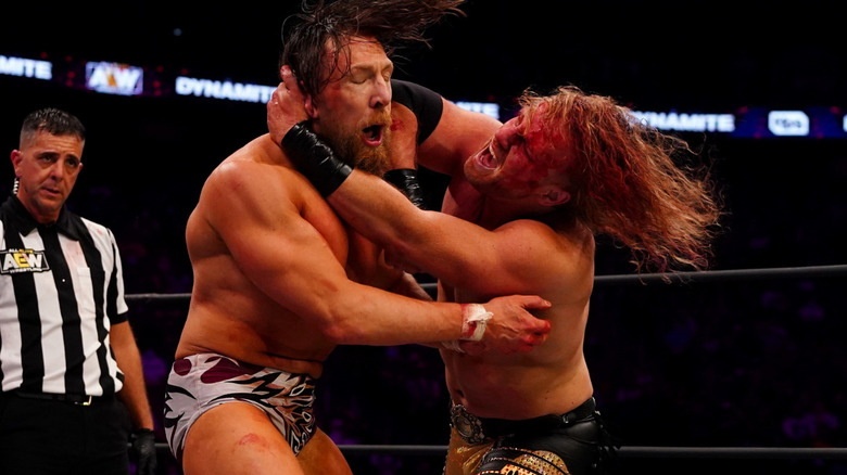Hangman Adam Page and Bryan Danielson wrestling on AEW Dynamite