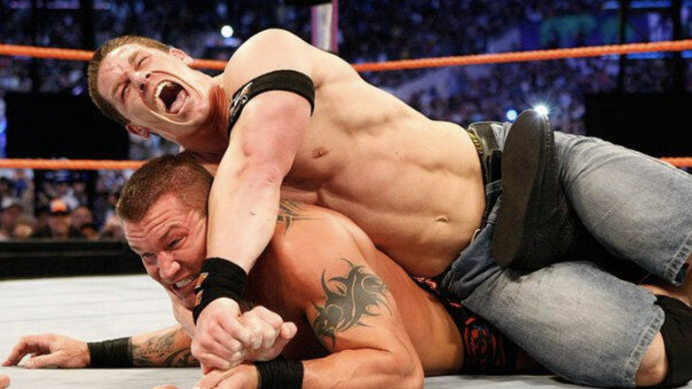 Cena with an STF locked in on Orton