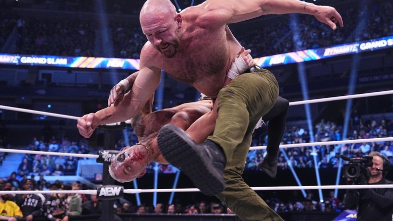 Jon Moxley clotheslines Darby Allin on "AEW Dynamite"