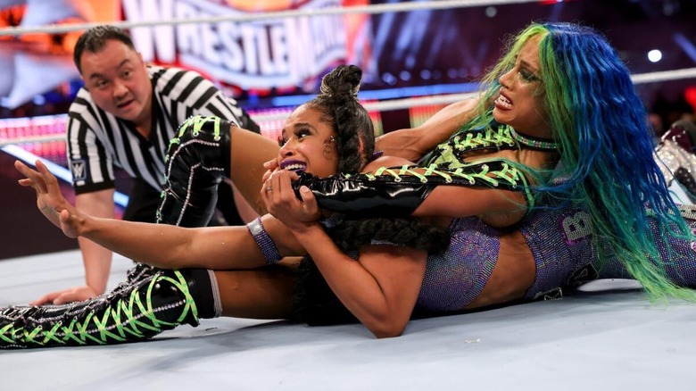 Sasha Banks with Bianca Belair in the Bank Statement