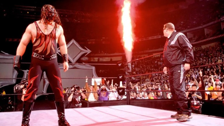 Kane and Drew Carey at WWE Royal Rumble 2001