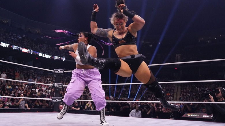 Willow Nightingale and Kris Statlander at AEW All Out 2024