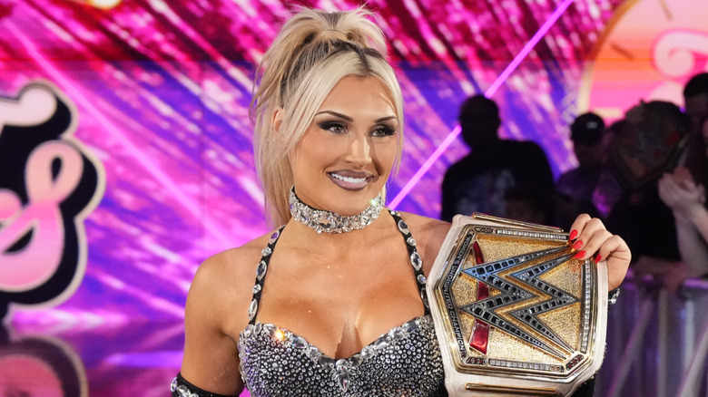 Tiffany Stratton makes her way to the ring during SmackDown at Norfolk Scope Arena on September 12, 2025 in Norfolk, Virginia.