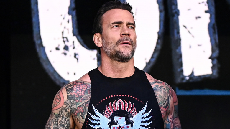 CM Punk makes his way to the ring during Monday Night RAW at The OVO Hydro on March 24, 2025 in Glasgow, Scotland.