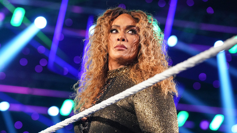 Nia Jax makes her entrance during SmackDown at Nutter Center on May 9, 2025 in Fairborn, Ohio.