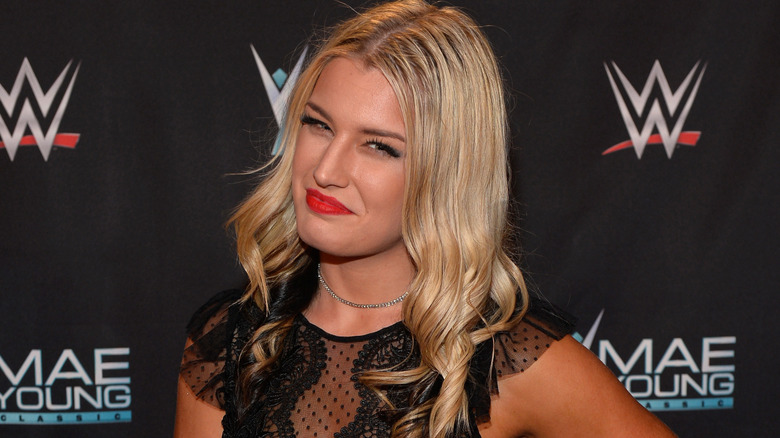Mae Young Classic contestant Toni Storm appears on the red carpet of the WWE Mae Young Classic on September 12, 2017 in Las Vegas, Nevada.