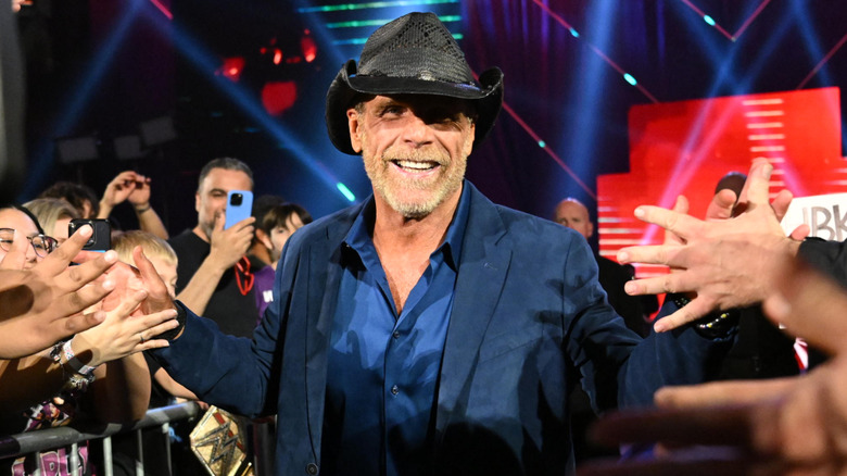 Shawn Michaels makes his entrance during Saturday Night's Main Event at Frost Bank Center on January 25, 2025 in San Antonio, Texas.