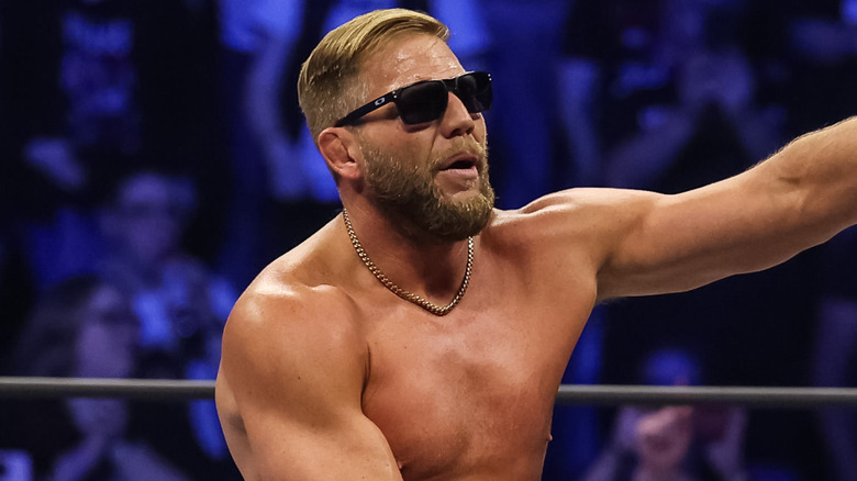 Jake Hager wearing sunglasses in AEW