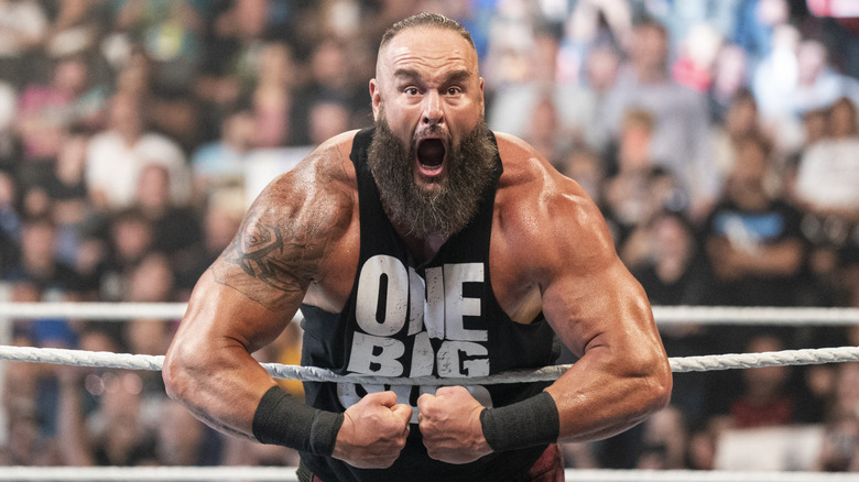 Braun Strowman makes his entrance during Monday Night Raw at the Huntington Center on June 10, 2024 in Toledo, Ohio.