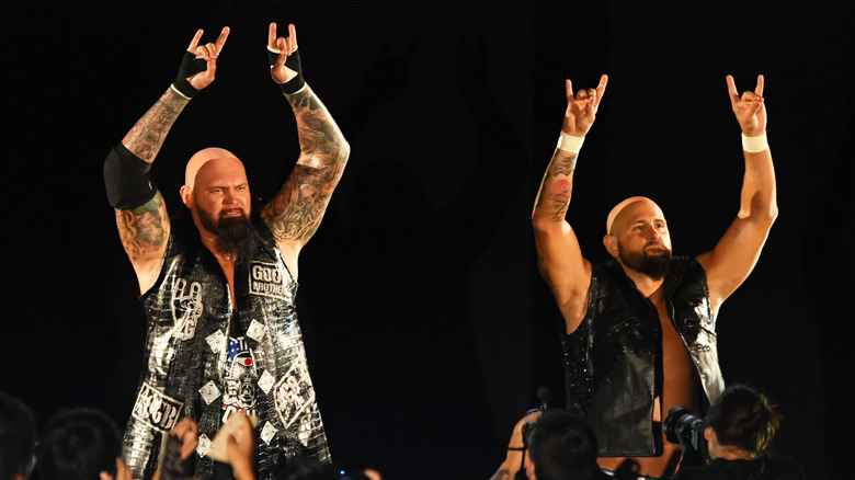 Luke Gallows and Karl Anderson enter the ring during the WWE Live Tokyo at Ryogoku Kokugikan on June 29, 2019 in Tokyo, Japan.
