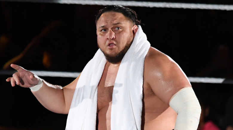 Samoa Joe enters the ring during the WWE Live Tokyo at Ryogoku Kokugikan on June 29, 2019 in Tokyo, Japan.