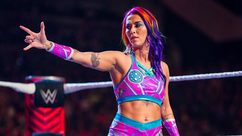 Tegan Nox poses in the ring before a match on "WWE Raw."