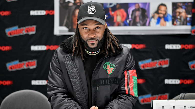 Swerve Strickland signs autographs during New York Comic Con 2024 at The Jacob K. Javits Convention Center on October 17, 2024 in New York City.
