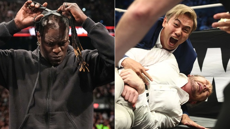 Ron Killings uses scissors to cut off his hair on "WWE Raw" & Kazuchika Okada screams over a fallen Kenny Omega on "AEW Summer Blockbuster"