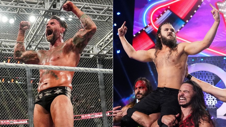 CM Punk poses inside WWE Hell in a Cell & Jack Perry flips off the AEW audience