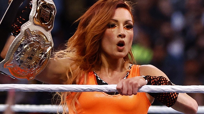 Becky Lynch holding title