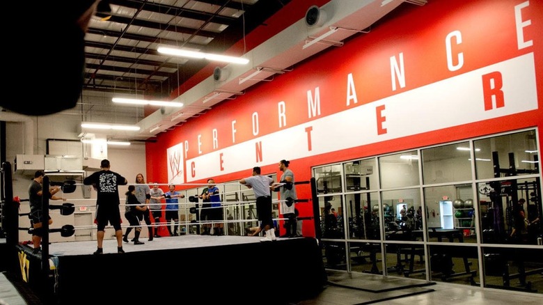 Wrestlers training at the WWE Performance Center