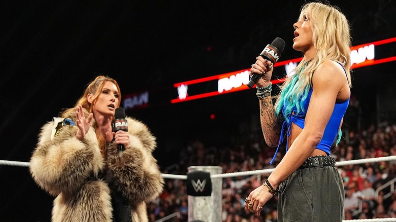 Women's Intercontinental Champion Becky Lynch and Sol Ruca face off during an in-ring segment on 