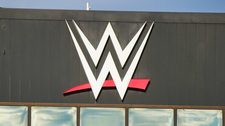 WWE logo on Titan Towers