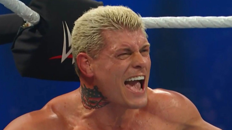 Cody Rhodes yelling in corner of WWE ring