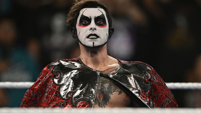 Danhausen wearing black and white face paint