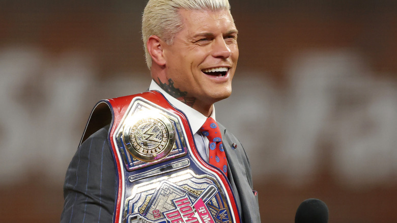 Cody Rhodes wearing Atlanta braves championship