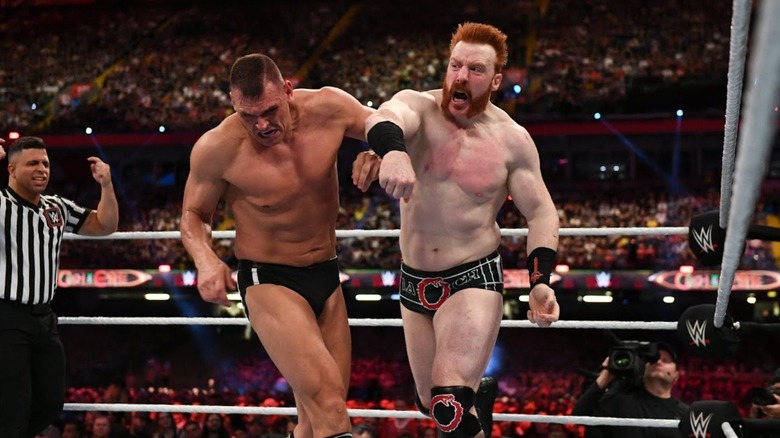 Gunther and Sheamus at WWE Clash at the Castle 2022