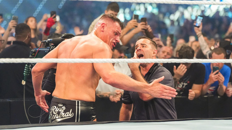 GUNTHER argues with the referee at WWE Clash in Italy 2026