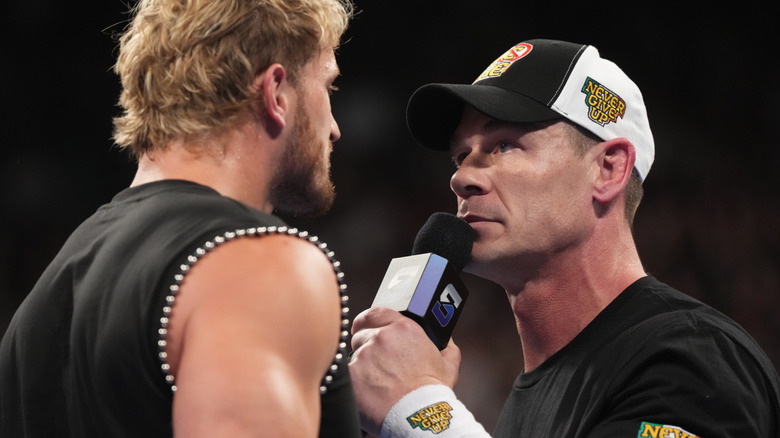 John Cena and Logan Paul exchange words