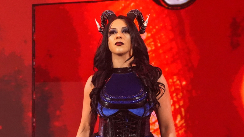 Stephanie Vaquer makes her way to the ring during Monday Night RAW at Little Caesars Arena on July 28, 2025 in Detroit, Michigan.