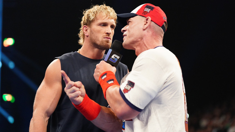 Paul and Cena staring one another down