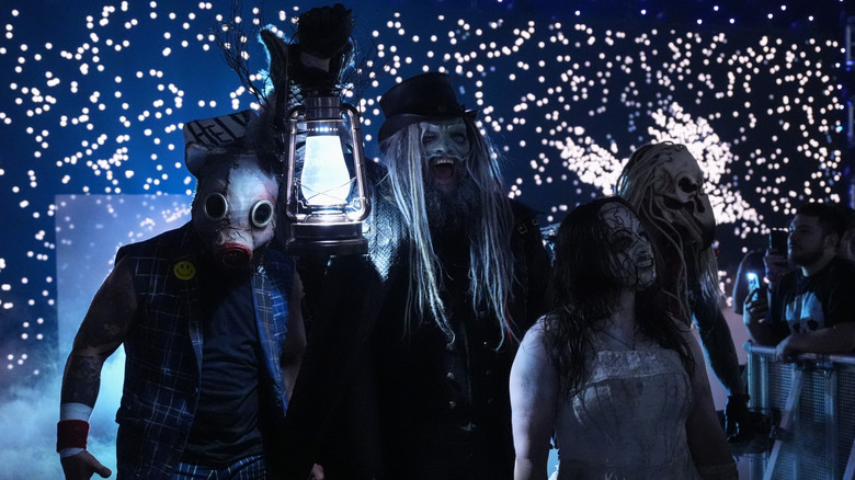 Joe Gacy, Uncle Howdy, Nikki Cross, and Dexter Lumis (Wyatt Sicks) make their entrance during SmackDown at Rupp Arena on June 13, 2025 in Lexington, Kentucky.
