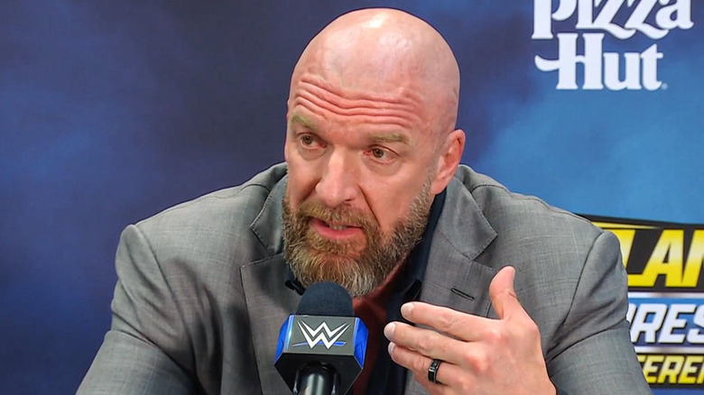 Paul "Triple H" Levesque speaking during a WWE press conference